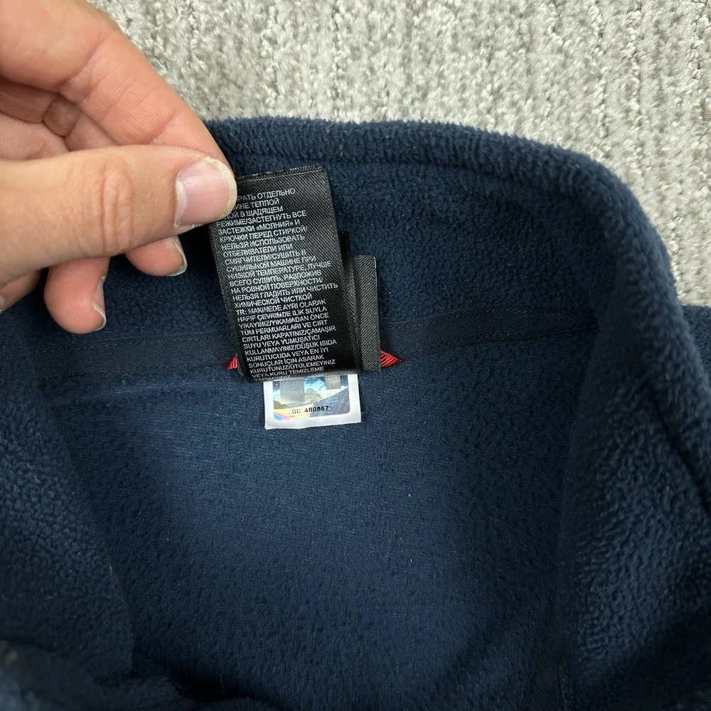 The North Face 1/4 Quarter Zip Mens Blue Size Medium Pullover Fleece Jacket Logo
